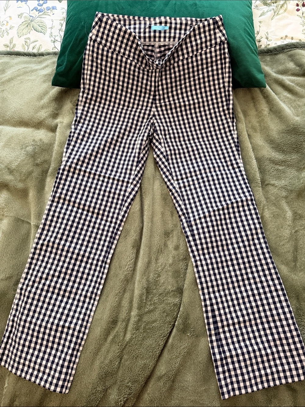 J. McLaughlin Navy and White Gingham Pants